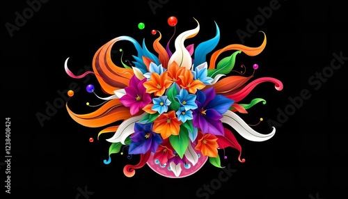 Vibrant Colorful Floral Design Abstract Art Wallpaper Background Image