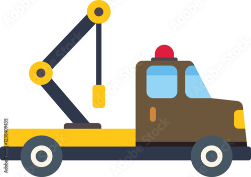 Side view of a tow truck with a crane lifting mechanism, ready for roadside assistance and vehicle recovery