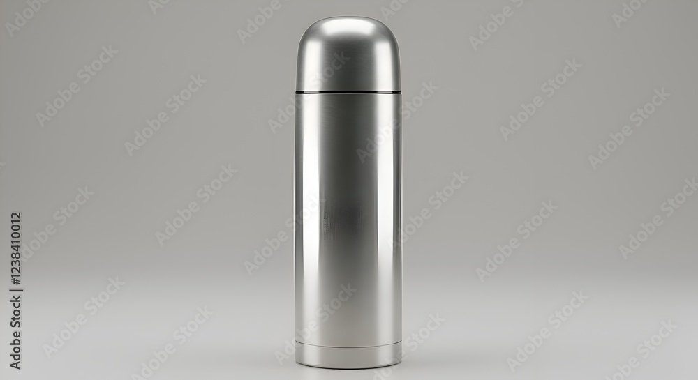 Stylish metallic thermos bottle. Stylish metallic thermos bottle.