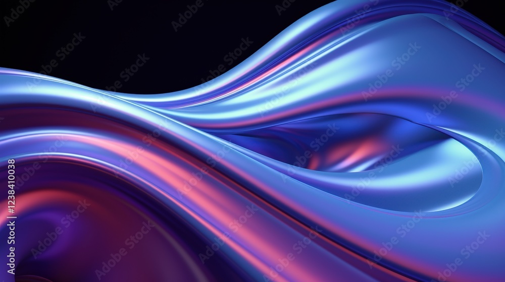 Naklejka premium Dynamic Fluid Abstract Background in 3D Render with Smooth Waves and Reflective Surfaces for Creative Visual Projects and Digital Art