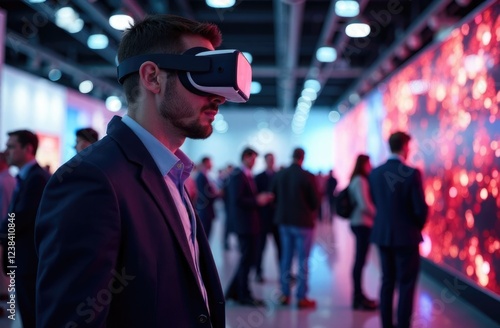 An expert demonstrating VR technologies at the exhibition