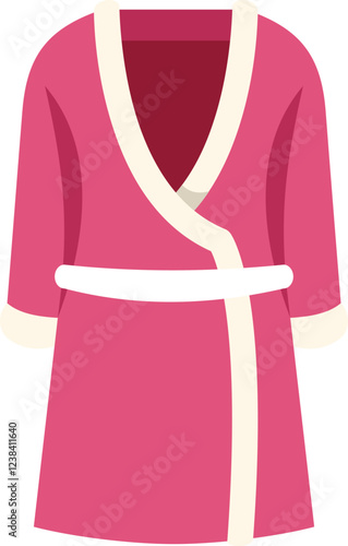 Pink bathrobe with white belt and collar, showing a concept of home clothes