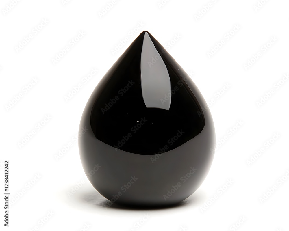 Shiny black teardrop shaped object on a white background. Shiny black teardrop shaped object on a white background.