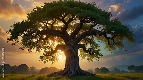 sunset in the forest