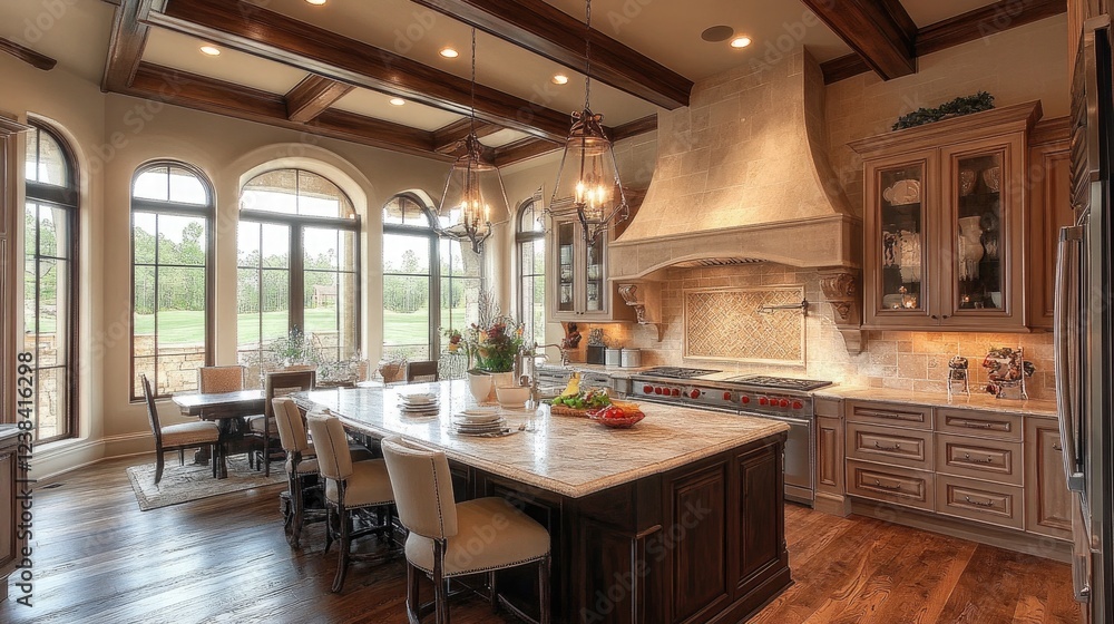 High-end kitchen space with luxurious details and high-end features in a new home. High-end kitchen space with luxurious details and high-end features in a new home.
