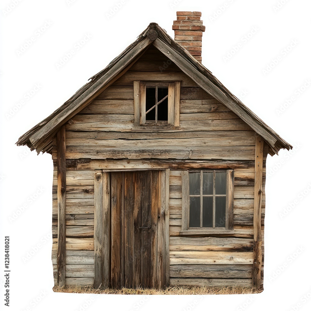 Rustic Wooden Cabin House Exterior old isolated C transparent background Rustic Wooden Cabin House Exterior old isolated C transparent background