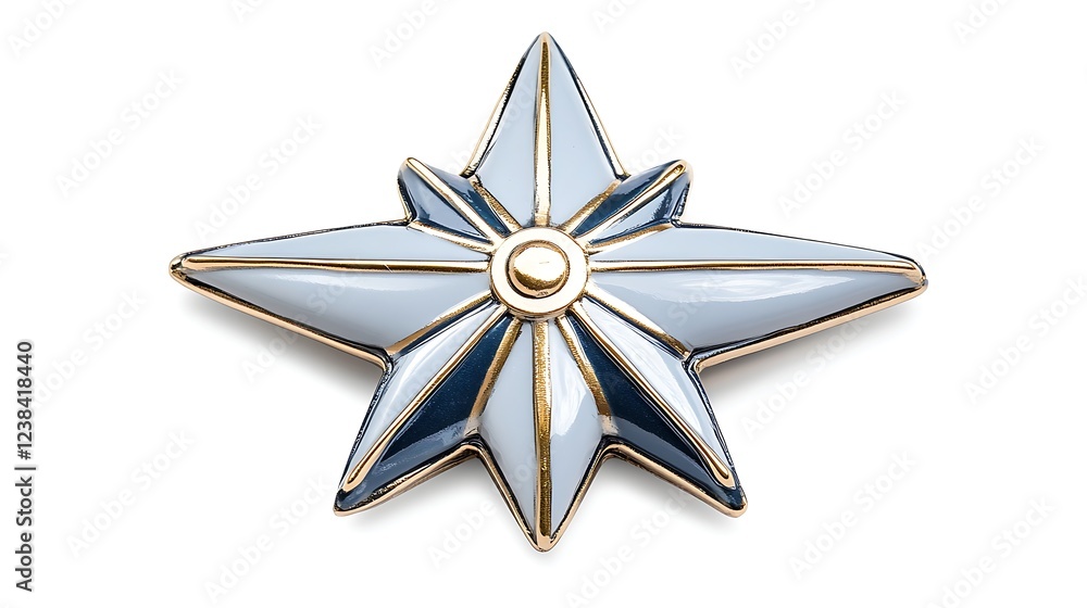 Elegant Blue and White Enamel Star Brooch Gold Accents Jewelry Accessory Elegant Blue and White Enamel Star Brooch Gold Accents Jewelry Accessory