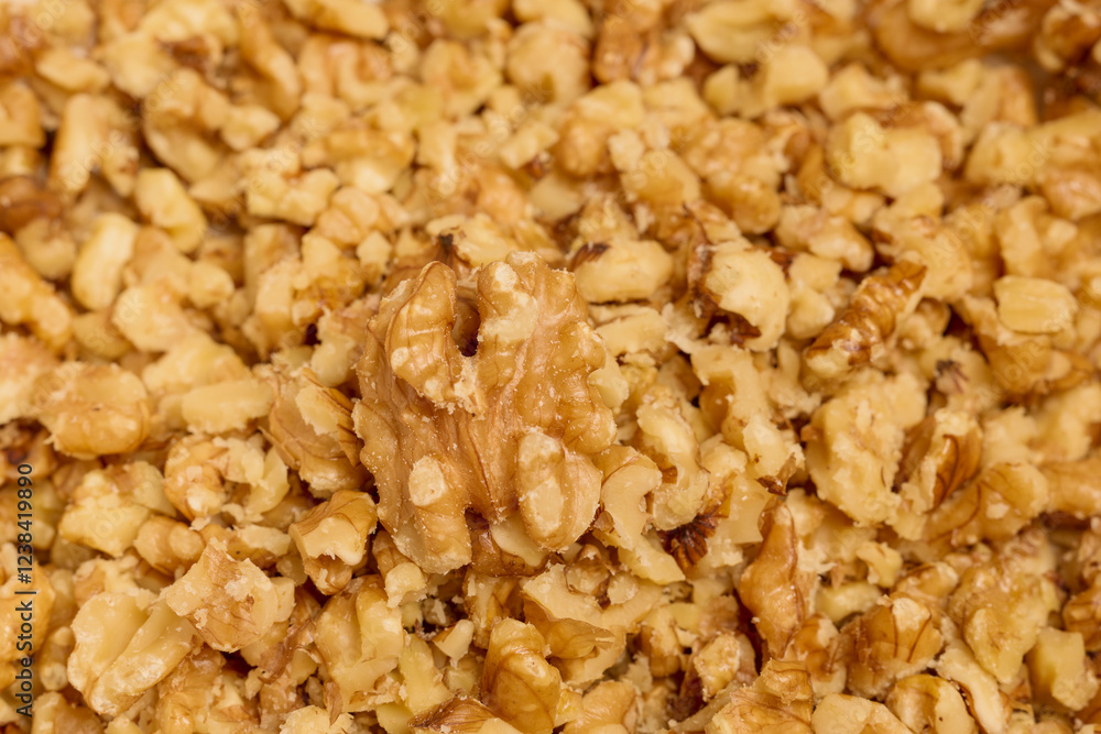 close up of crushed nuts ready to be used to prepare a dessert close up of crushed nuts ready to be used to prepare a dessert