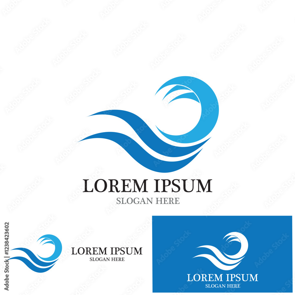 Naklejka premium water wave icon vector illustration template design