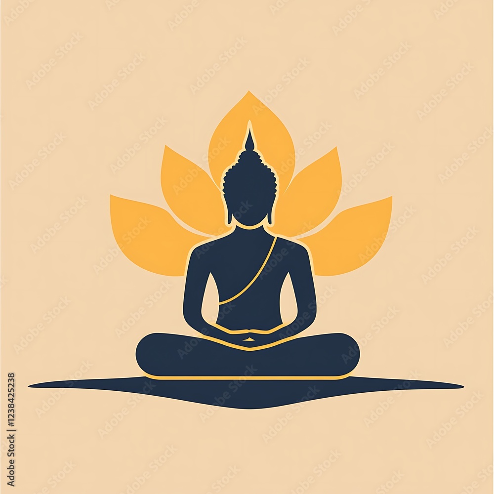 Happy mahavir jayanti poster with mahavir silhouette Happy mahavir jayanti poster with mahavir silhouette