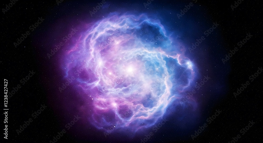 A vibrant galaxy filled with swirling purple and blue nebulas, glowing stars, and cosmic dust, Ai Generated A vibrant galaxy filled with swirling purple and blue nebulas, glowing stars, and cosmic dust, Ai Generated