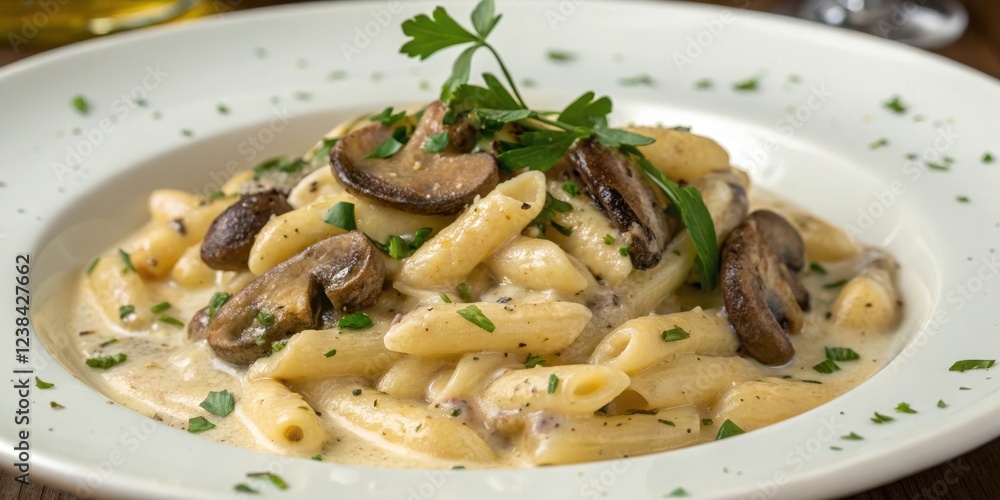 Creamy Mushroom Penne Pasta in a White Bowl A Delicious and Simple Dish Creamy Mushroom Penne Pasta in a White Bowl A Delicious and Simple Dish