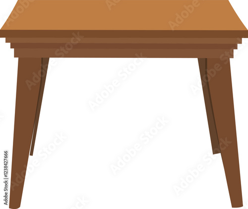 wooden table isolated on white. Wooden table, stool modern design vector image.  Home decoration item for vector artwork, cartoon, icon, logo. Vector illustration eps 10.