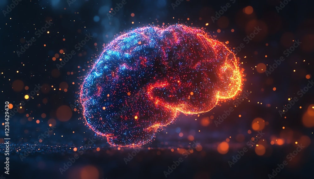 A brain composed of vibrant circuit lines, symbolizing the convergence of human thought processes and artificial intelligence A brain composed of vibrant circuit lines, symbolizing the convergence of human thought processes and artificial intelligence