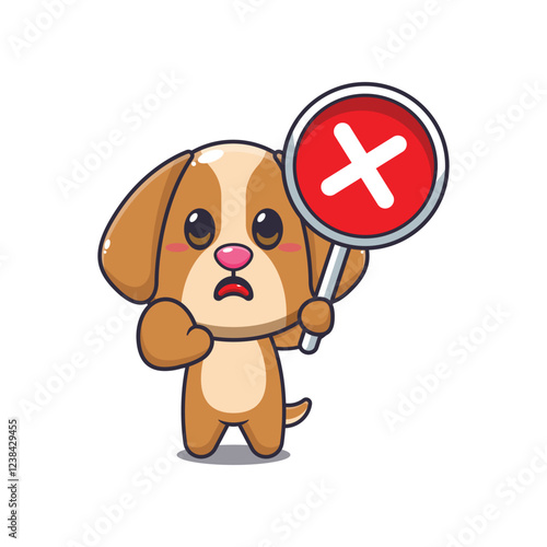 dog mascot cartoon character vector illustration with wrong sign.