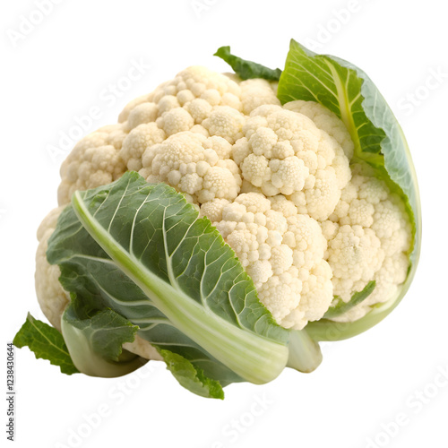 Fresh cauliflower vegetable closeup studio shot isolated white green food on transparent background