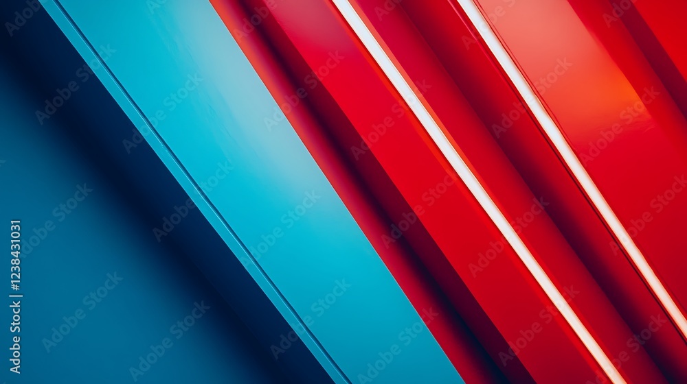 Fototapeta premium Abstract Diagonal Red Blue and White Stripes