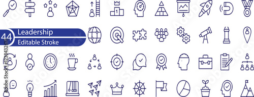 Leadership Line Editable Icons set. Vector illustration in modern thin line style of management icons. leader, delegation, control, responsibility, and more.