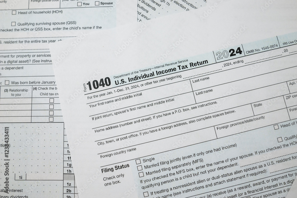 us tax forms 1040. 2024 year, business tax time concept. us tax forms 1040. 2024 year, business tax time concept.