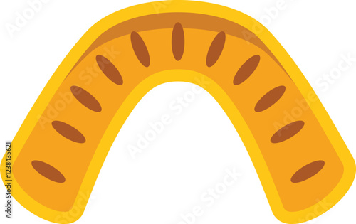Yellow mouth guard protecting teeth for boxing training is isolated on white background