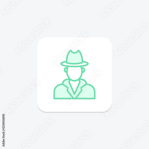 Inspector Hat duotone line icon, vector, pixel perfect, illustrator file