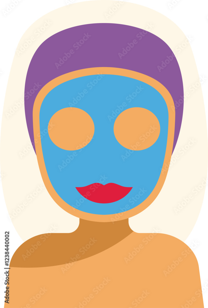 Woman is enjoying a beauty treatment with a blue cosmetic face mask for skin hydration