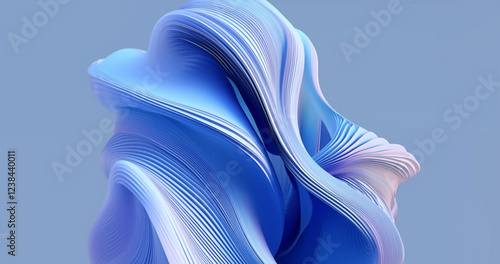 3d abstract blue background wavy liquid shapes light indigo sky-blue smooth curves elegant photo