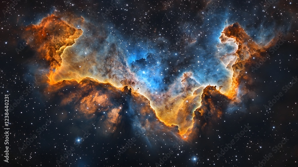 Obraz premium Breathtaking cosmic swirls of vibrant colors and glowing star formations in the depths of a captivating nebula within the vast expanse of the galaxy