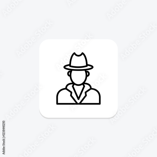 Inspector Hat line icon, vector, pixel perfect, illustrator file