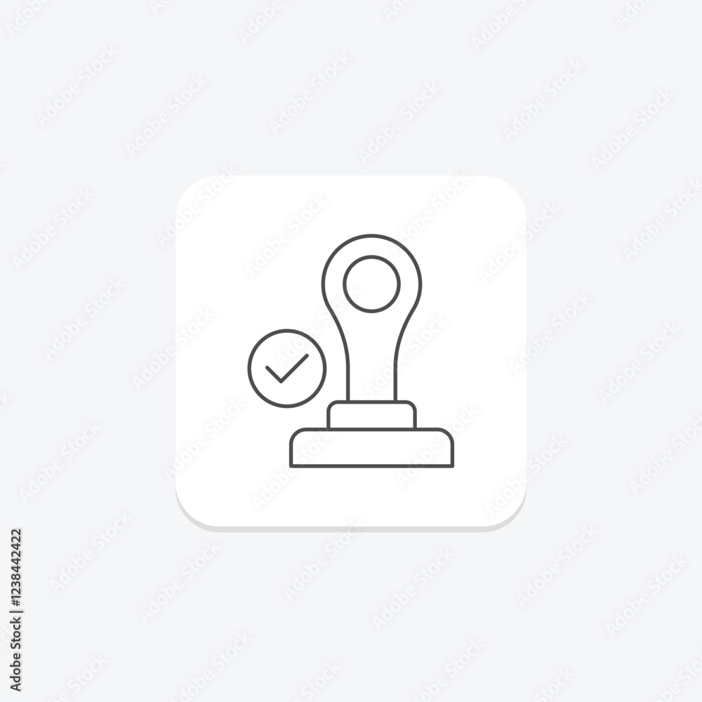 Stamp Inspections thinline icon, vector, pixel perfect, illustrator file Stamp Inspections thinline icon, vector, pixel perfect, illustrator file
