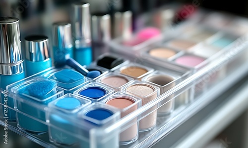 Organized Makeup Palette with Eyeshadows and Nail Polish