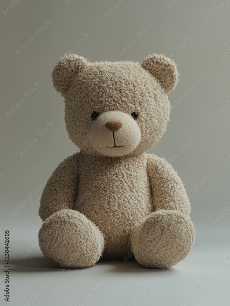 Obraz premium Cute plush teddy bear indoor studio photography soft textures close-up adorable concept