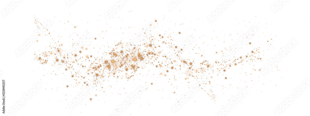 Obraz premium Golden sparks of dust and golden stars shine with special light. Christmas light effect. Golden sparkling particles of magic dust. PNG.