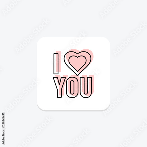 I Love You color shadow thinline icon, vector, pixel perfect, illustrator file