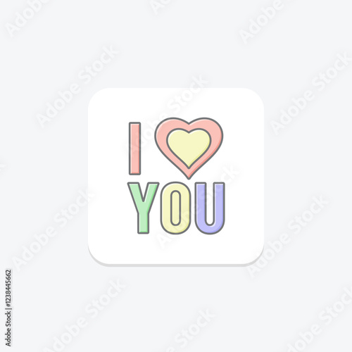 I Love You lineal color icon, vector, pixel perfect, illustrator file