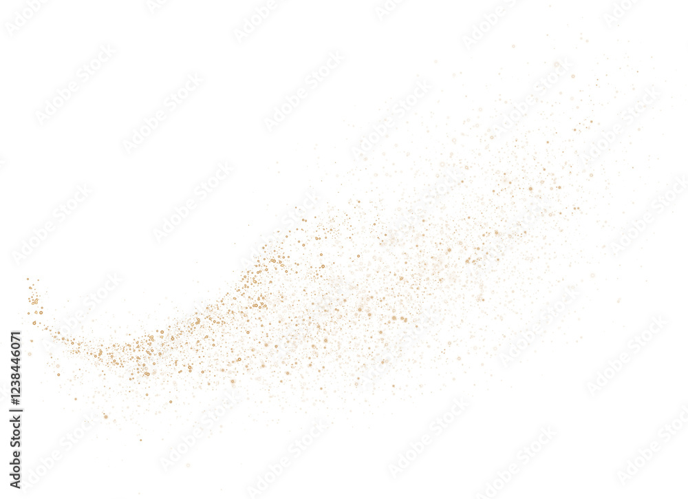 Obraz premium Golden sparks of dust and golden stars shine with special light. Christmas light effect. Golden sparkling particles of magic dust. PNG.