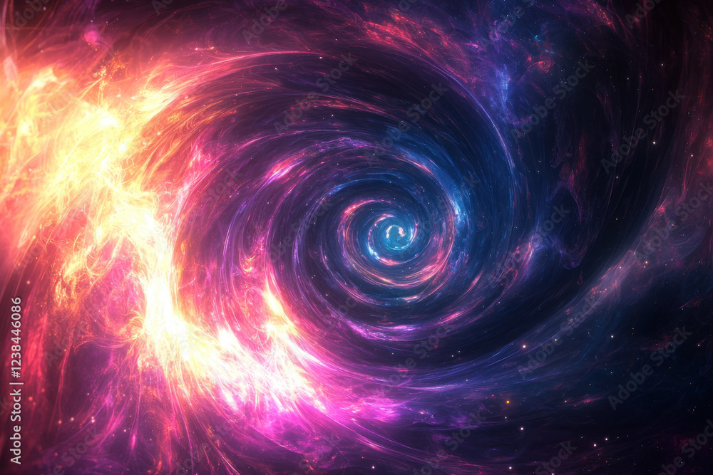 Swirling cosmic vortex with glowing pink and gold nebula, deep space phenomenon Swirling cosmic vortex with glowing pink and gold nebula, deep space phenomenon