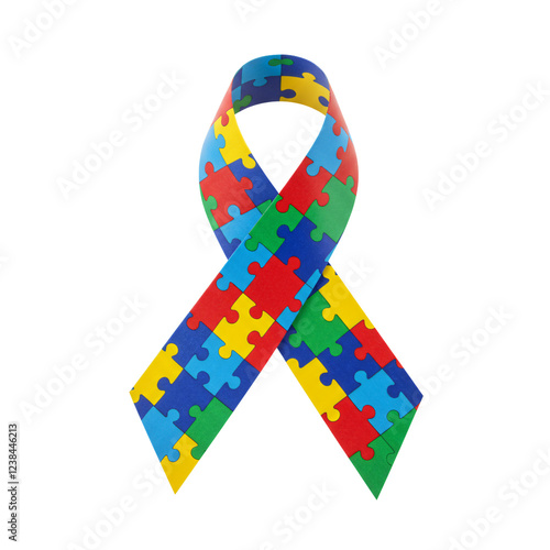 fita simbolo de conscientização do autismo, isolado no fundo branco