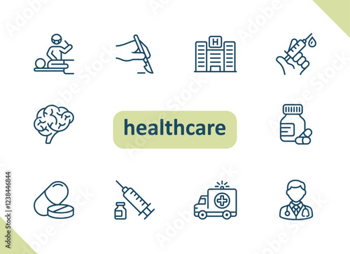 Healthcare icons. Health care, hospital, medical vector icon set