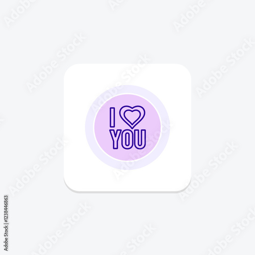 I Love You color circle icon, vector, pixel perfect, illustrator file