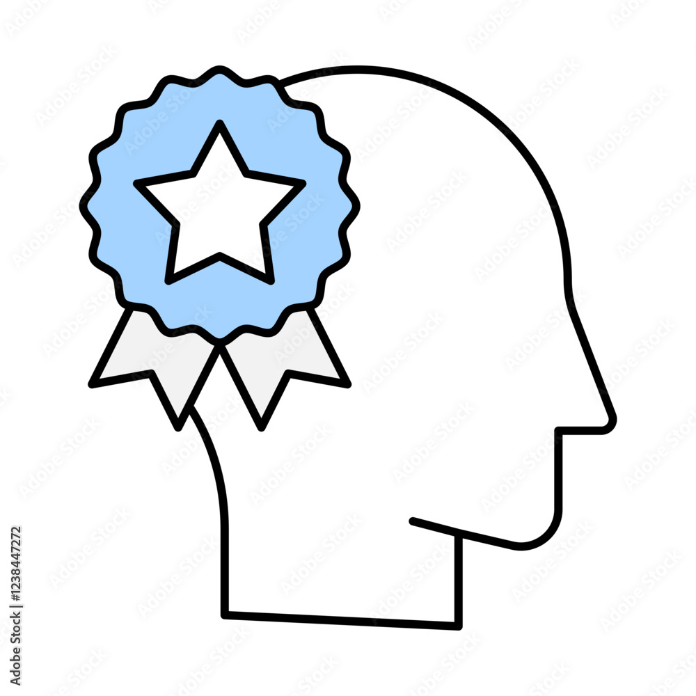 Brand Awareness icon.  Human Head with Spark Icon Representing Recognition and Perception of a Brand by Its Audience. Vector illustration.