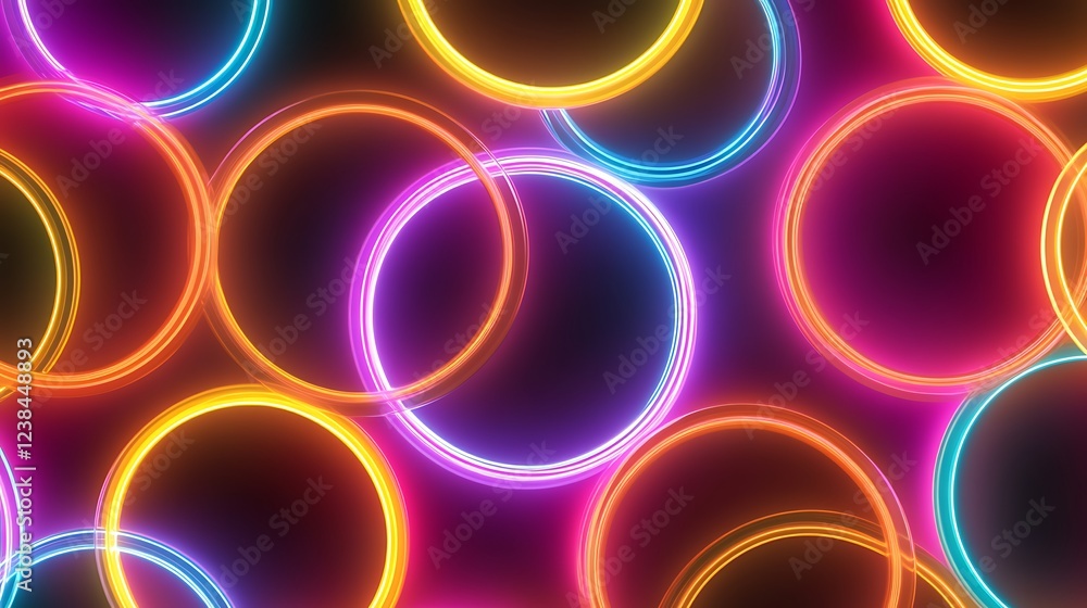 Vibrant Neon Circles Abstract Light Design