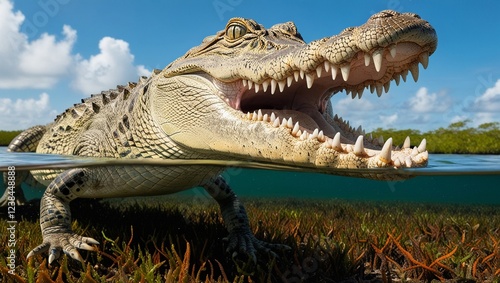 A fearsome crocodile in the water