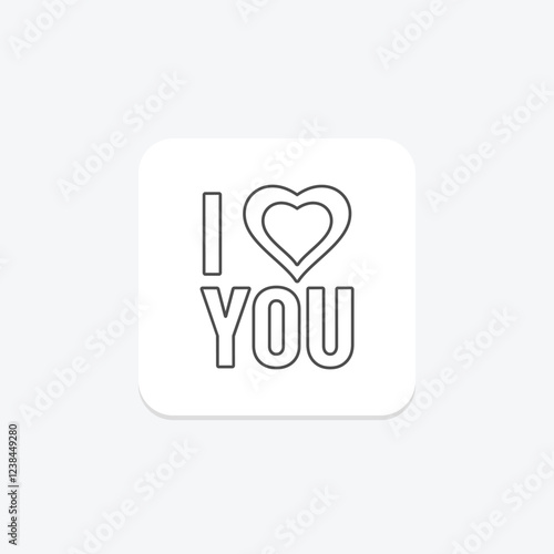 I Love You thinline icon, vector, pixel perfect, illustrator file