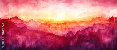 Watercolor Abstract Background in Red and Pink Gradient for Creative Design and Wallpaper