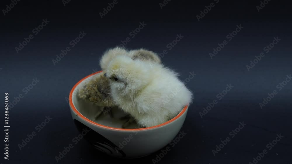 chickens on the white ceramic stand on a dark blue background chickens on the white ceramic stand on a dark blue background