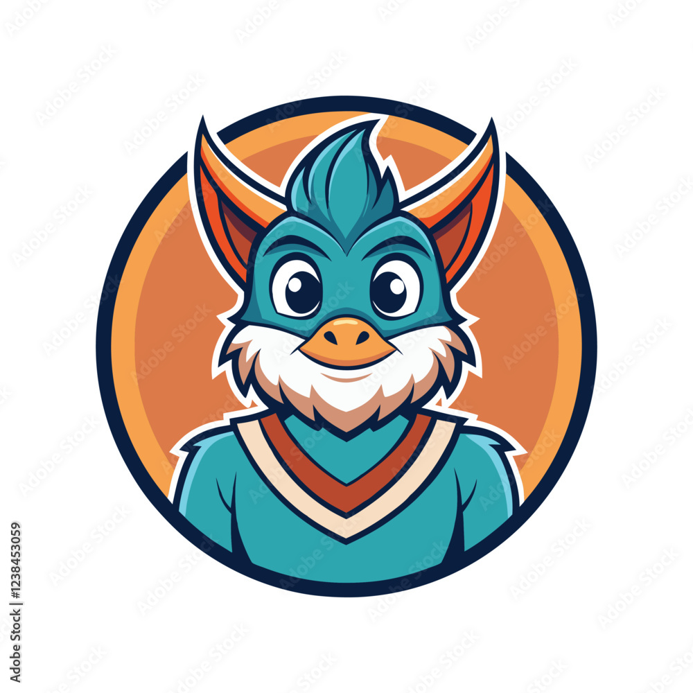 Fototapeta premium Luxury Cartoon Character Mascot Logo in Round Emblem ? Premium and Playful Design