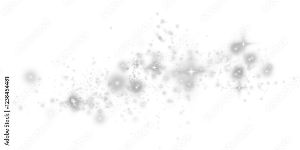 Obraz premium White sparks of dust and white stars shine with special light. Christmas light effect. White sparkling particles of magic dust. PNG.
