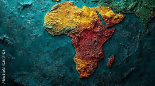 Textured African Continent: A Vivid, Earthy Map Artwork