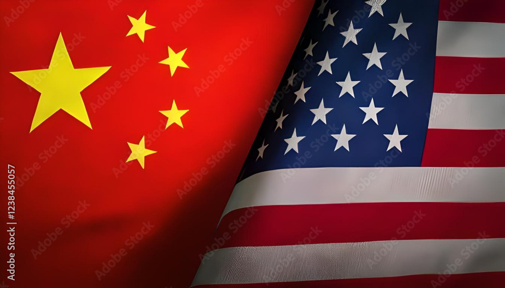 Fototapeta premium american flag and chinese flag. concept of us versus china in business and trade war